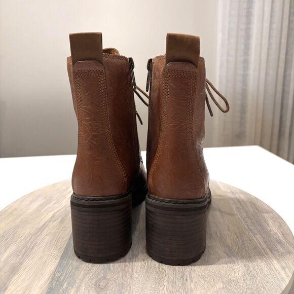 Women's Timberland Sienna High Embossed Brown Leather Waterproof Boots US Size 8 - Picture 7 of 12